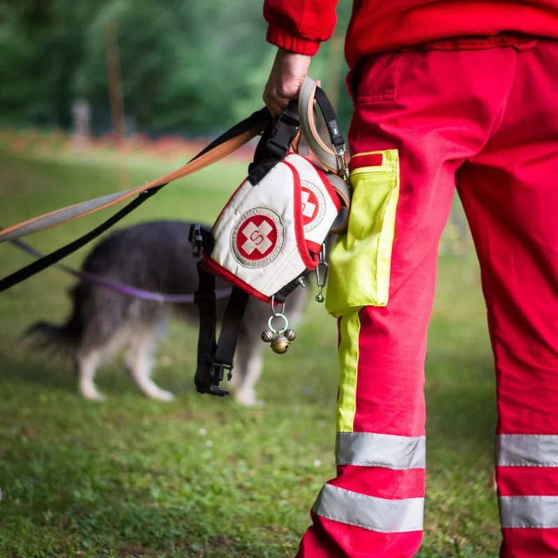 Mitglied Rettungshundestaffel Steiermark mit Hund
